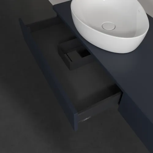 Bild von VILLEROY BOCH Antao Waschbeckenunterschrank, 2 Auszüge, 1600 x 190 x 500 mm, Front ohne Struktur, Midnight Blue Matt Lacquer / Midnight Blue Matt Lacquer #K15010HG