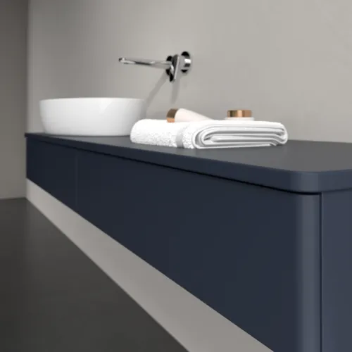 Bild von VILLEROY BOCH Antao Waschbeckenunterschrank, 2 Auszüge, 1600 x 190 x 500 mm, Front ohne Struktur, Midnight Blue Matt Lacquer / Midnight Blue Matt Lacquer #K15010HG