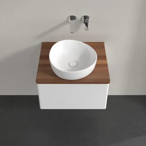 Bild von VILLEROY BOCH Antao Waschbeckenunterschrank, mit Beleuchtung, 2 Auszüge, 600 x 360 x 500 mm, Front ohne Struktur, White Matt Lacquer / Warm Walnut #L18012MT