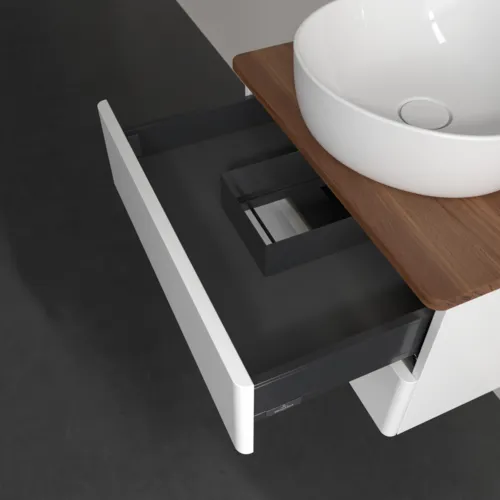 Bild von VILLEROY BOCH Antao Waschbeckenunterschrank, mit Beleuchtung, 2 Auszüge, 600 x 360 x 500 mm, Front ohne Struktur, White Matt Lacquer / Warm Walnut #L18012MT