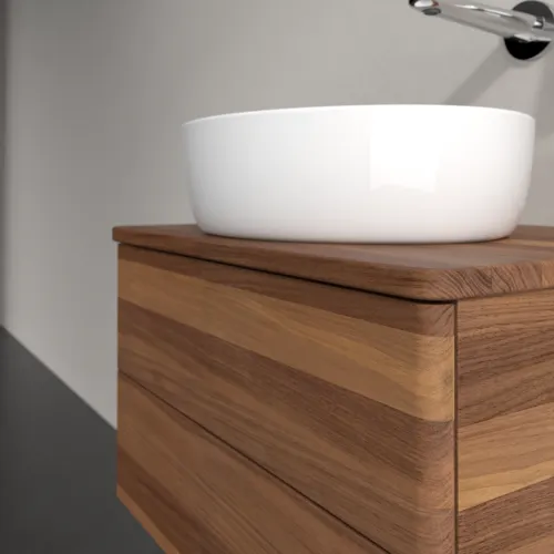 Bild von VILLEROY BOCH Antao Waschbeckenunterschrank, mit Beleuchtung, 2 Auszüge, 600 x 360 x 500 mm, Front ohne Struktur, Warm Walnut / Warm Walnut #L18012HM