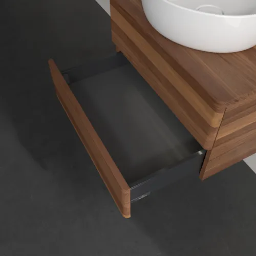 Bild von VILLEROY BOCH Antao Waschbeckenunterschrank, mit Beleuchtung, 2 Auszüge, 600 x 360 x 500 mm, Front ohne Struktur, Warm Walnut / Warm Walnut #L18012HM