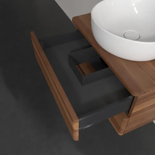 Bild von VILLEROY BOCH Antao Waschbeckenunterschrank, mit Beleuchtung, 2 Auszüge, 600 x 360 x 500 mm, Front ohne Struktur, Warm Walnut / Warm Walnut #L18012HM