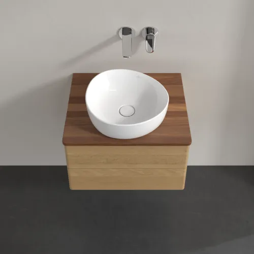 Bild von VILLEROY BOCH Antao Waschbeckenunterschrank, mit Beleuchtung, 2 Auszüge, 600 x 360 x 500 mm, Front ohne Struktur, Honey Oak / Warm Walnut #L18012HN