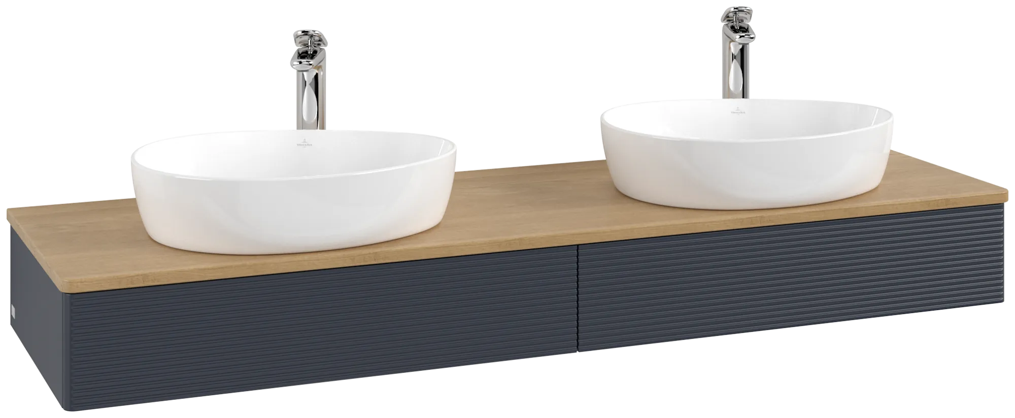 VILLEROY BOCH Antao Vanity unit, 2 pull-out compartments, 1600 x 190 x 500 mm, Front with grain texture, Midnight Blue Matt Lacquer / Honey Oak #K17151HG resmi