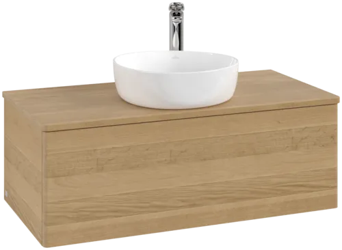 Picture of VILLEROY BOCH Antao Vanity unit, with lighting, 1 pull-out compartment, 1000 x 360 x 500 mm, Front without structure, Honey Oak / Honey Oak #L31051HN