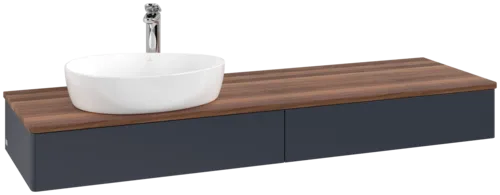 VILLEROY BOCH Antao Vanity unit, 2 pull-out compartments, 1600 x 190 x 500 mm, Front without structure, Midnight Blue Matt Lacquer / Warm Walnut #K15052HG resmi