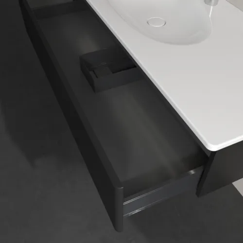 Bild von VILLEROY BOCH Antao Waschbeckenunterschrank, mit Beleuchtung, 1 Auszug, 1188 x 256 x 493 mm, Front mit Struktur, Black Matt Lacquer #L03100PD