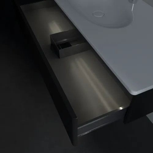 Bild von VILLEROY BOCH Antao Waschbeckenunterschrank, mit Beleuchtung, 1 Auszug, 1188 x 256 x 493 mm, Front mit Struktur, Black Matt Lacquer #L03100PD