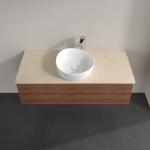 Bild von VILLEROY BOCH Antao Waschbeckenunterschrank, mit Beleuchtung, 2 Auszüge, 1200 x 360 x 500 mm, Front mit Struktur, Warm Walnut / Botticino #L21153HM