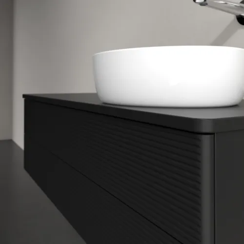 Bild von VILLEROY BOCH Antao Waschbeckenunterschrank, mit Beleuchtung, 2 Auszüge, 1200 x 360 x 500 mm, Front mit Struktur, Black Matt Lacquer / Black Matt Lacquer #L23110PD