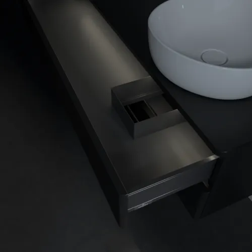 Bild von VILLEROY BOCH Antao Waschbeckenunterschrank, mit Beleuchtung, 2 Auszüge, 1200 x 360 x 500 mm, Front mit Struktur, Black Matt Lacquer / Black Matt Lacquer #L23110PD