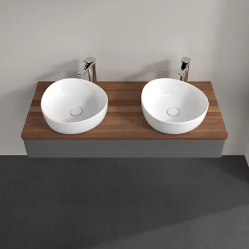 Bild von VILLEROY BOCH Antao Waschbeckenunterschrank, mit Beleuchtung, 1 Auszug, 1200 x 190 x 500 mm, Front mit Struktur, Anthracite Matt Lacquer / Warm Walnut #L13152GK