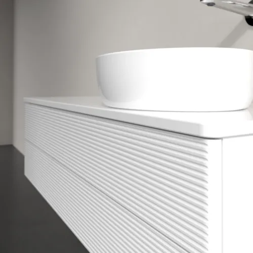 Bild von VILLEROY BOCH Antao Waschbeckenunterschrank, mit Beleuchtung, 2 Auszüge, 1200 x 360 x 500 mm, Front mit Struktur, Glossy White Lacquer / Glossy White Lacquer #L23150GF