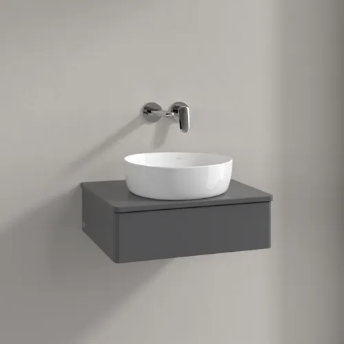 Bild von VILLEROY BOCH Antao Waschbeckenunterschrank, mit Beleuchtung, 1 Auszug, 600 x 190 x 500 mm, Front ohne Struktur, Anthracite Matt Lacquer / Anthracite Matt Lacquer #L07010GK