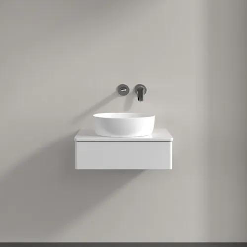 Bild von VILLEROY BOCH Antao Waschbeckenunterschrank, mit Beleuchtung, 1 Auszug, 600 x 190 x 500 mm, Front ohne Struktur, Glossy White Lacquer / Glossy White Lacquer #L07010GF
