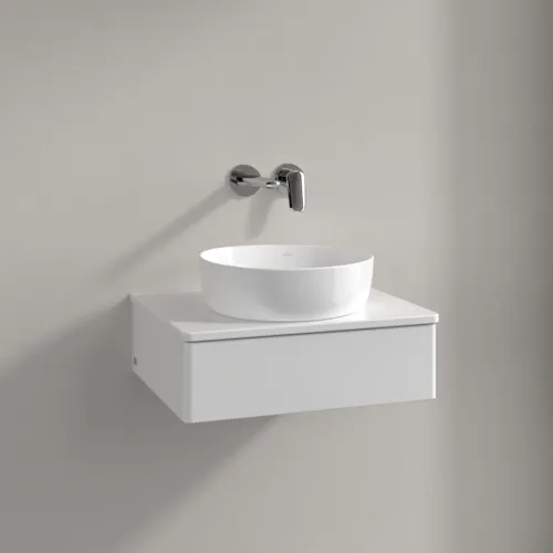 Bild von VILLEROY BOCH Antao Waschbeckenunterschrank, mit Beleuchtung, 1 Auszug, 600 x 190 x 500 mm, Front ohne Struktur, Glossy White Lacquer / Glossy White Lacquer #L07010GF