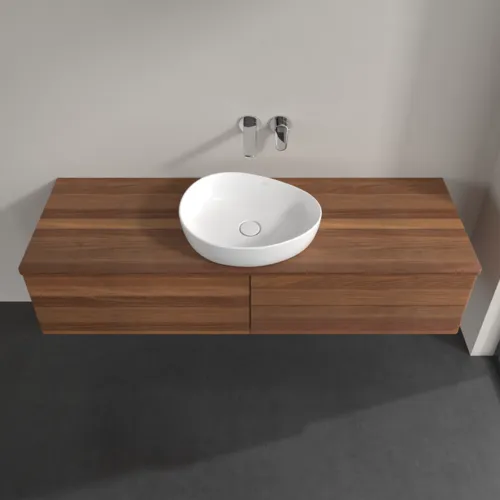 Bild von VILLEROY BOCH Antao Waschbeckenunterschrank, 4 Auszüge, 1600 x 360 x 500 mm, Front mit Struktur, Warm Walnut / Warm Walnut #K25112HM