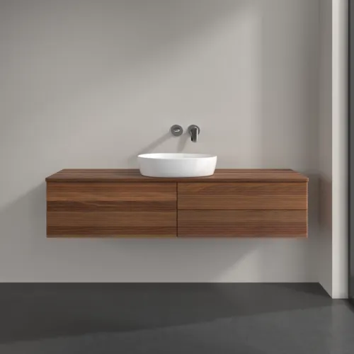 Bild von VILLEROY BOCH Antao Waschbeckenunterschrank, 4 Auszüge, 1600 x 360 x 500 mm, Front mit Struktur, Warm Walnut / Warm Walnut #K25112HM