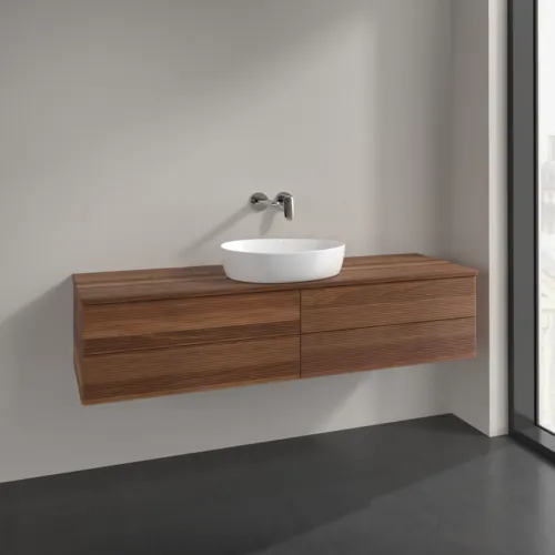 Bild von VILLEROY BOCH Antao Waschbeckenunterschrank, 4 Auszüge, 1600 x 360 x 500 mm, Front mit Struktur, Warm Walnut / Warm Walnut #K25112HM