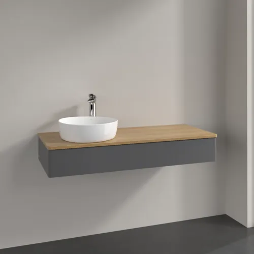 Bild von VILLEROY BOCH Antao Waschbeckenunterschrank, mit Beleuchtung, 1 Auszug, 1200 x 190 x 500 mm, Front ohne Struktur, Anthracite Matt Lacquer / Honey Oak #L11051GK