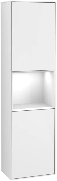 VILLEROY BOCH Finion Tall cabinet, with lighting, 2 doors, 418 x 1516 x 270 mm, Glossy White Lacquer / Glossy White Lacquer #G470GFGF resmi