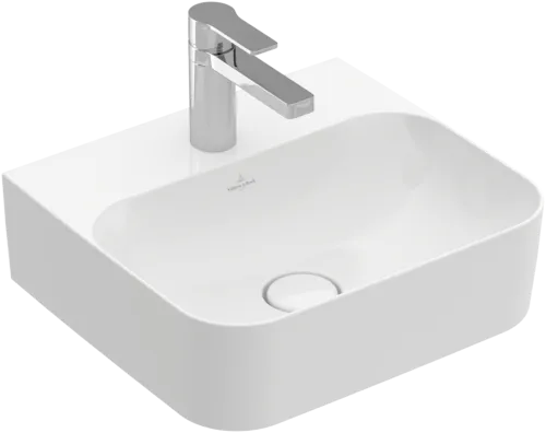 VILLEROY BOCH Finion Handwaschbecken, 430 x 390 x 140 mm, Weiß Alpin CeramicPlus, ohne Überlauf, Unterseite geschliffen #43644LR1