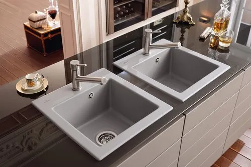 Bild von VILLEROY BOCH Subway 45 XS Einbauspüle, inklusive Ablaufgarnitur mit Handbetätigung, aus Keramik, 475 x 510 mm, Fossil CeramicPlus #678101KD