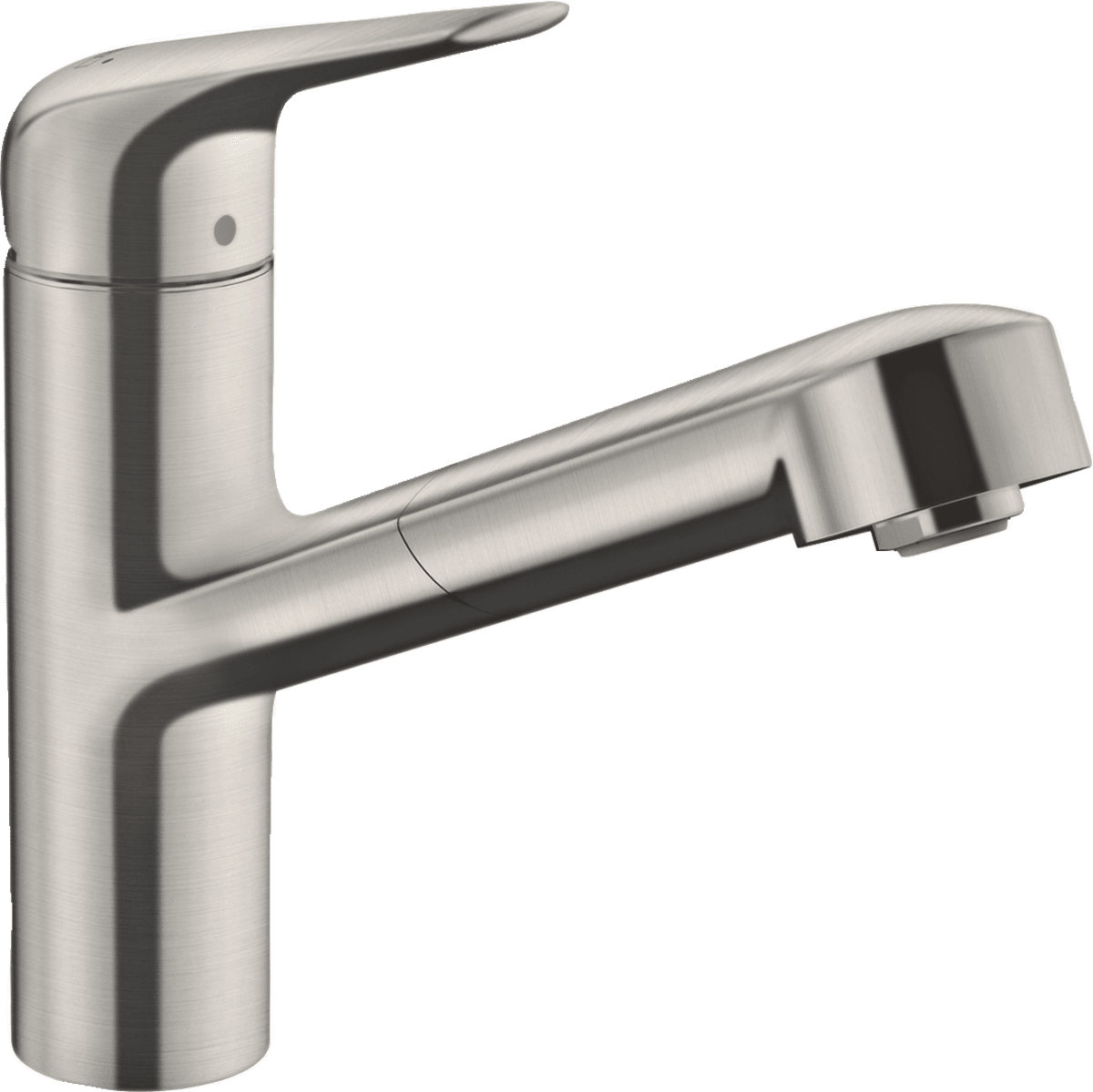 Зображення з  HANSGROHE Focus M42 Single lever kitchen mixer 150, pull-out spout, 1jet, sBox #71829800 - Stainless Steel Finish