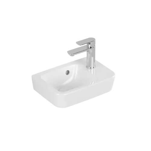 VILLEROY BOCH O.novo Handwashbasin Compact, 360 x 250 x 145 mm, White Alpin, with overflow #43433601 resmi