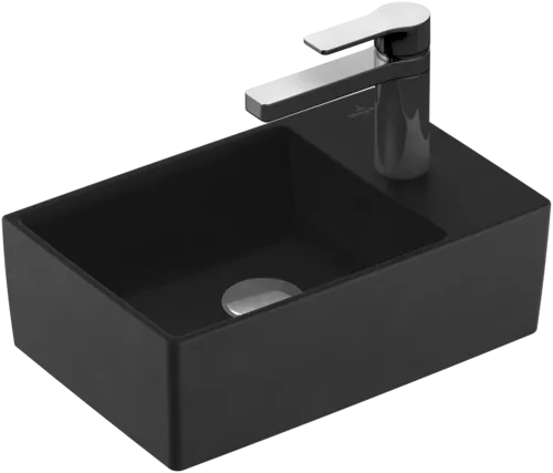 VILLEROY BOCH Memento 2.0 Handwashbasin, 400 x 260 x 111 mm, Ebony CeramicPlus, without overflow #432340S5 resmi