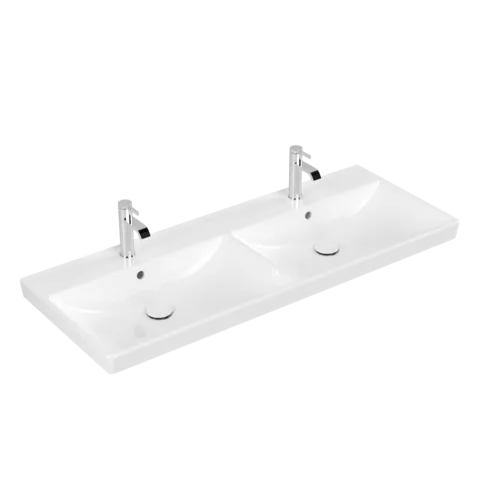 Picture of VILLEROY BOCH Avento Double vanity washbasin, 1200 x 470 x 160 mm, White Alpin CeramicPlus, with overflow #4A23CKR1