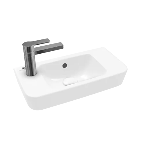 Picture of VILLEROY BOCH O.novo Handwashbasin Compact, 500 x 250 x 145 mm, White Alpin AntiBac CeramicPlus, with overflow #4342L5T2