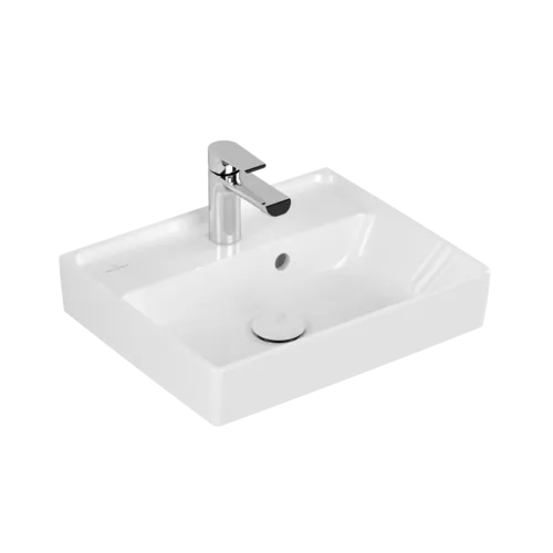 Bild von VILLEROY BOCH Collaro Handwaschbecken, 450 x 370 x 150 mm, Weiß Alpin CeramicPlus, mit Überlauf #433445R1