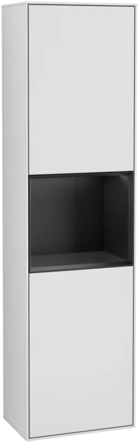 Bild von VILLEROY BOCH Finion Hochschrank, mit Beleuchtung, 2 Türen, 418 x 1516 x 270 mm, White Matt Lacquer / Black Matt Lacquer #F470PDMT