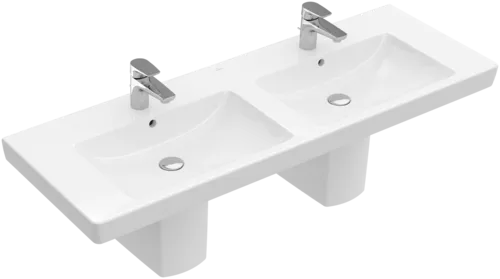 Bild von VILLEROY BOCH Subway 2.0 Schrank-Doppelwaschtisch, 1300 x 470 x 150 mm, Weiß Alpin, mit Überlauf #7175D001
