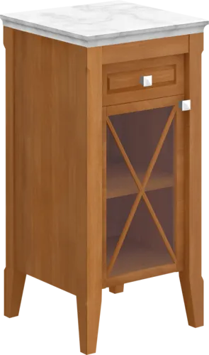 VILLEROY BOCH Hommage Side cabinet, 1 door, 1 drawer, 442 x 850 x 432 mm, Walnut/Grey-White Marble / Walnut/Grey-White Marble #89641001 resmi