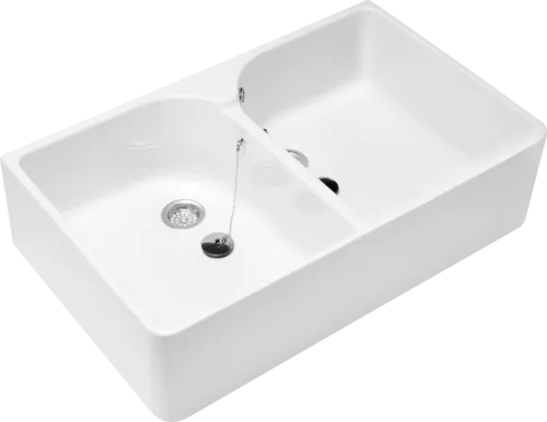 Picture of VILLEROY BOCH O.novo Double sink, 220 x 895 x 550 mm, White Alpin, with overflow #63320001