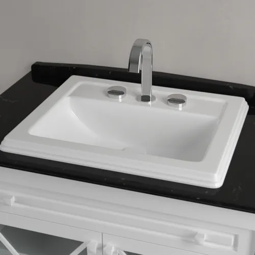 Bild von VILLEROY BOCH Hommage Einbauwaschbecken, 630 x 525 x 203 mm, Weiß Alpin CeramicPlus, mit Überlauf, ungeschliffen #7102A1R1