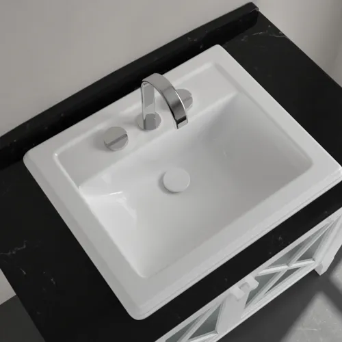 Bild von VILLEROY BOCH Hommage Einbauwaschbecken, 630 x 525 x 203 mm, Weiß Alpin CeramicPlus, mit Überlauf, ungeschliffen #7102A1R1