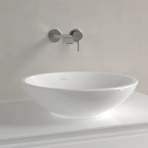 Bild von VILLEROY BOCH Loop & Friends Aufsatzwaschbecken, 430 x 430 x 120 mm, Weiß Alpin CeramicPlus, mit Überlauf #514400R1