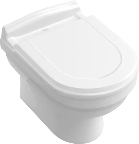 Picture of VILLEROY BOCH Hommage Washdown toilet, wall-mounted, Star White CeramicPlus #6661B0R2