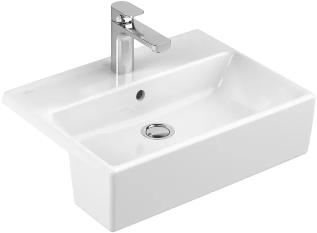Picture of VILLEROY BOCH Memento Semi-recessed washbasin, 550 x 420 x 160 mm, White Alpin, with overflow, unground #41335501