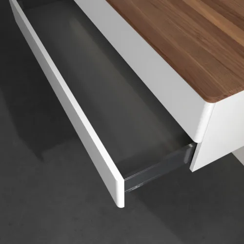 Bild von VILLEROY BOCH Antao Waschbeckenunterschrank, mit Beleuchtung, 2 Auszüge, 1200 x 360 x 500 mm, Front ohne Struktur, Glossy White Lacquer / Warm Walnut L22052GF