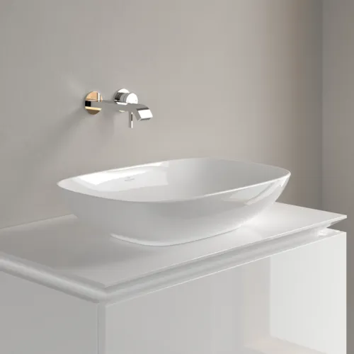 Bild von VILLEROY BOCH Loop & Friends Aufsatzwaschbecken, 560 x 380 x 120 mm, Weiß Alpin CeramicPlus, mit Überlauf 4A4900R1
