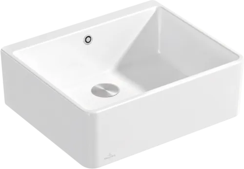 VILLEROY BOCH Spülstein Einzelbecken 60 X Spülstein Einzelbecken, inklusive Ablaufgarnitur mit Handbetätigung, aus Keramik, 595 x 500 mm, Weiß Alpin CeramicPlus #636001R1