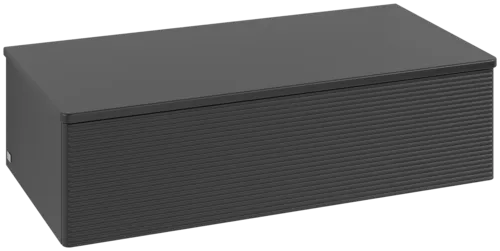εικόνα του VILLEROY BOCH Antao Sideboard, 1 pull-out compartment, 1000 x 268 x 500 mm, Front with grain texture, Black Matt Lacquer / Black Matt Lacquer K40100PD