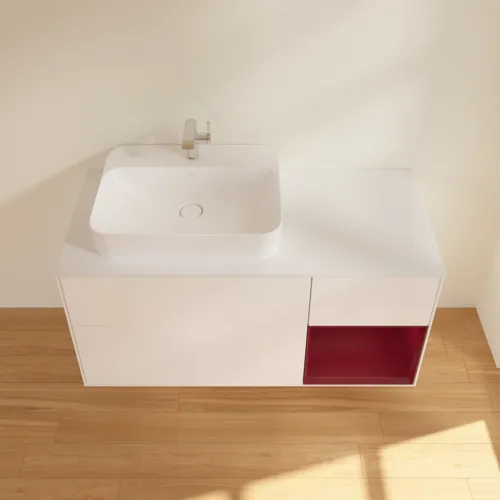 VILLEROY BOCH Finion Waschbeckenunterschrank, mit Beleuchtung, 3 Auszüge, 1200 x 603 x 501 mm, White Matt Lacquer / Peony Matt Lacquer / Glass White Matt #F401HBMT, Bild 4