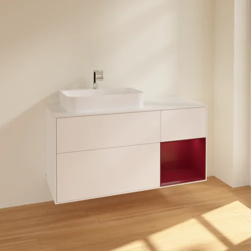VILLEROY BOCH Finion Waschbeckenunterschrank, mit Beleuchtung, 3 Auszüge, 1200 x 603 x 501 mm, White Matt Lacquer / Peony Matt Lacquer / Glass White Matt #F401HBMT, Bild 2