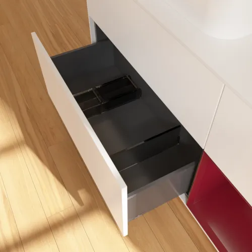 VILLEROY BOCH Finion Waschbeckenunterschrank, mit Beleuchtung, 3 Auszüge, 1200 x 603 x 501 mm, White Matt Lacquer / Peony Matt Lacquer / Glass White Matt #F401HBMT, Bild 7